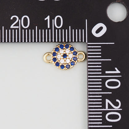 Gold Round Evil Eye Charms,18K Gold Filled Blue Evil Eye Connector Pendant Charm Bracelet Necklace for DIY Jewelry Making Supply