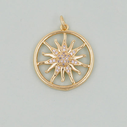 Gold Sun Charms,18K Gold Filled Sun Pendant,celestial  Charm Bracelet Necklace for DIY Jewelry Making Supply