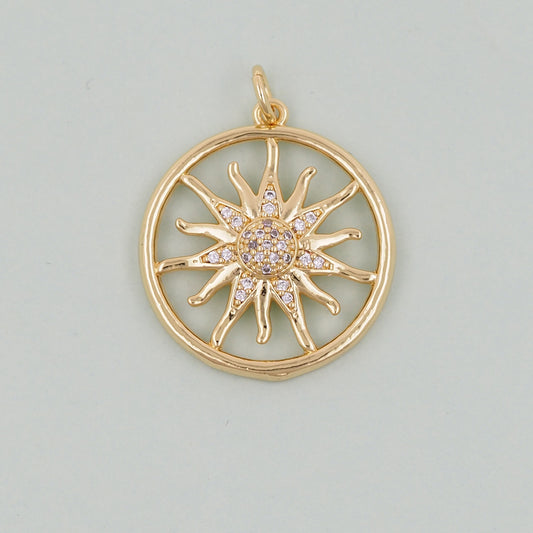 Gold Sun Charms,18K Gold Filled Sun Pendant,celestial  Charm Bracelet Necklace for DIY Jewelry Making Supply