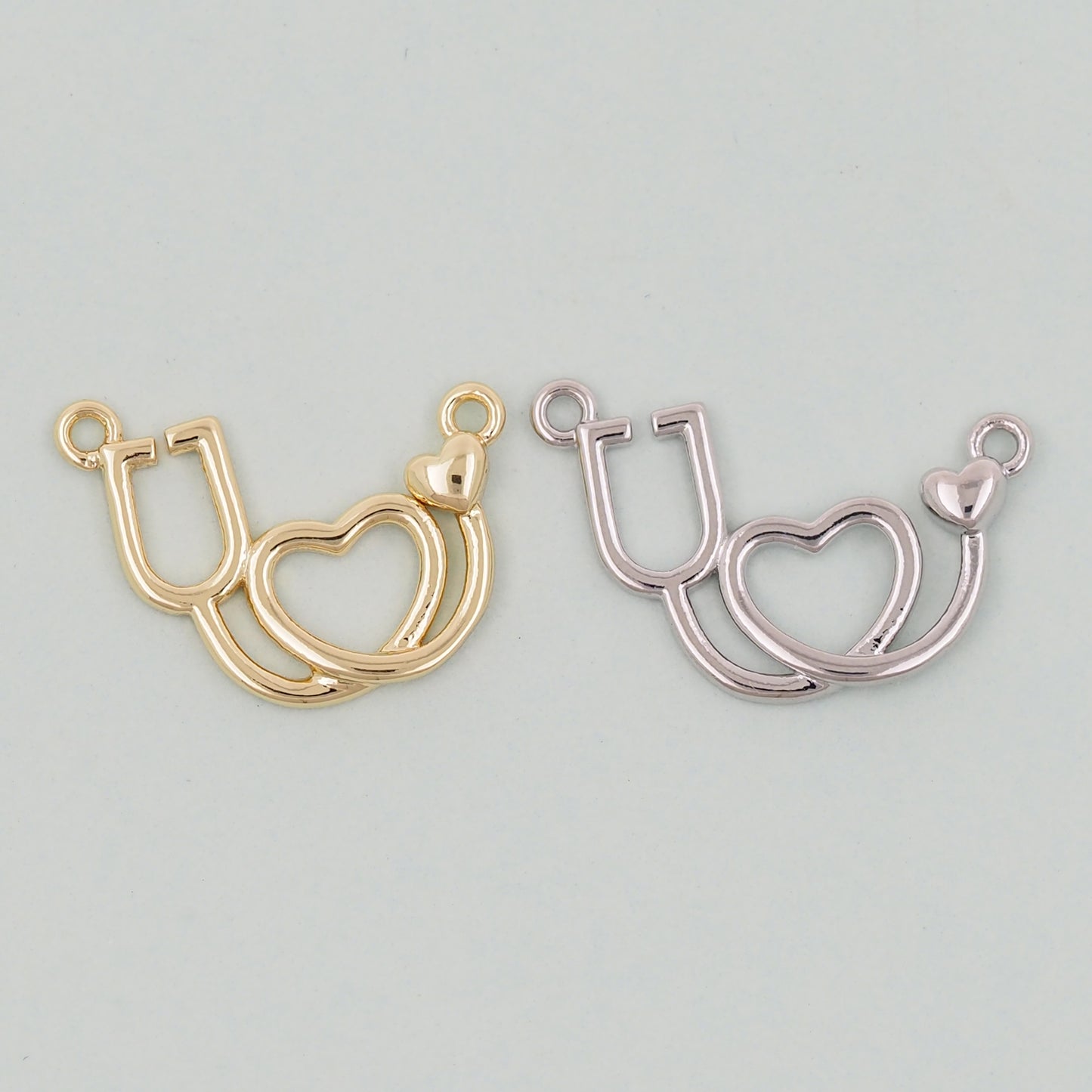 Gold Heart Charms,18K Gold Filled Heart Pendant,Heart Charm Bracelet Necklace for DIY Jewelry Making Supply