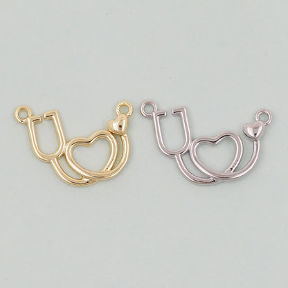 Gold Heart Charms,18K Gold Filled Heart Pendant,Heart Charm Bracelet Necklace for DIY Jewelry Making Supply