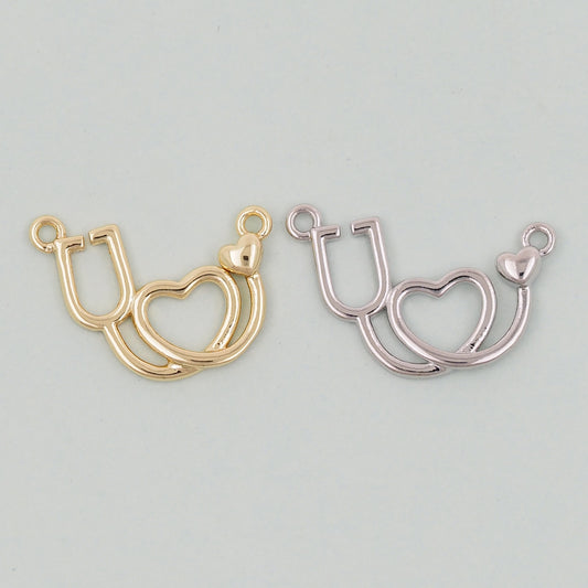 Gold Heart Charms,18K Gold Filled Heart Pendant,Heart Charm Bracelet Necklace for DIY Jewelry Making Supply