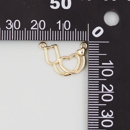 Gold Heart Charms,18K Gold Filled Heart Pendant,Heart Charm Bracelet Necklace for DIY Jewelry Making Supply