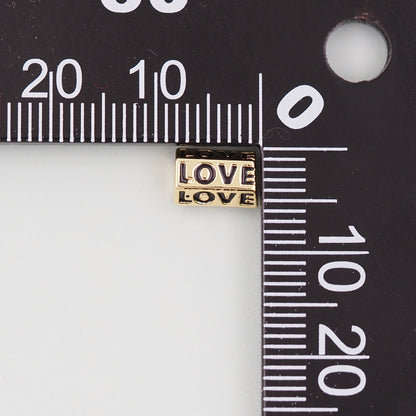 Gold Love Beads Charms,18K Gold Filled Cube Love Pendant,Love Charm Bracelet Necklace for DIY Jewelry Making Supply hole 3mm
