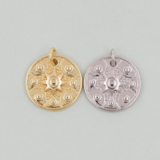 Gold Sun Charms,18K Gold Filled Sun Pendant,celestial  Charm Bracelet Necklace for DIY Jewelry Making Supply