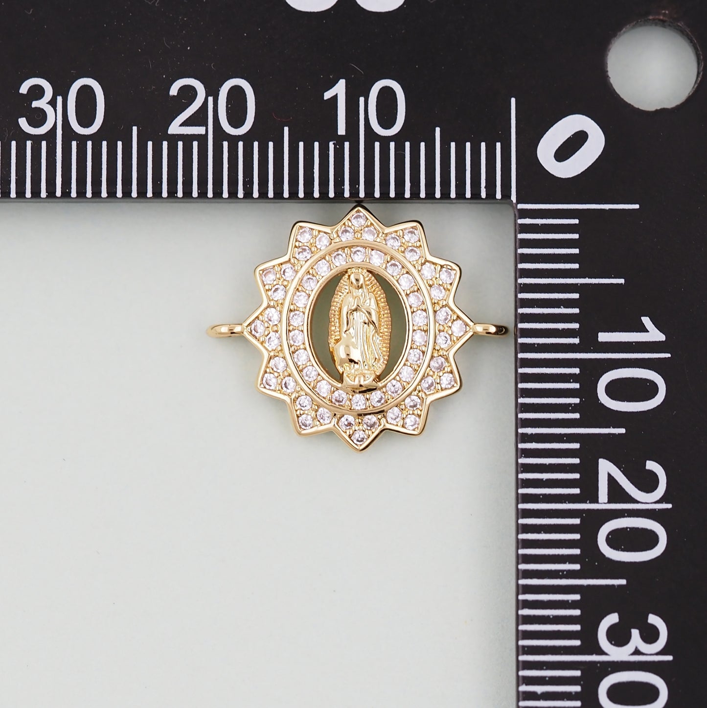Gold Our Lady of Guadalupe Charms,18K Gold Filled virgin mary Connector Pendant Charm Bracelet Necklace for DIY Jewelry Making Supply