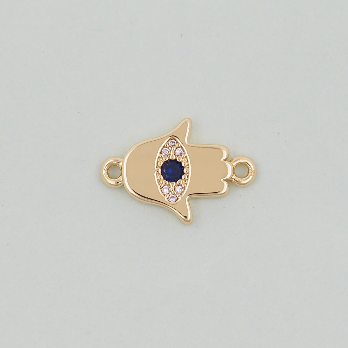 Gold Hamsa  Connector Charms,18K Gold Filled Hamsa Evil eye Pendant,CZ Micro Pave Hamsa Bracelet Necklace for DIY Jewelry Making Supply