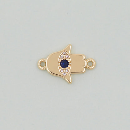 Gold Hamsa  Connector Charms,18K Gold Filled Hamsa Evil eye Pendant,CZ Micro Pave Hamsa Bracelet Necklace for DIY Jewelry Making Supply