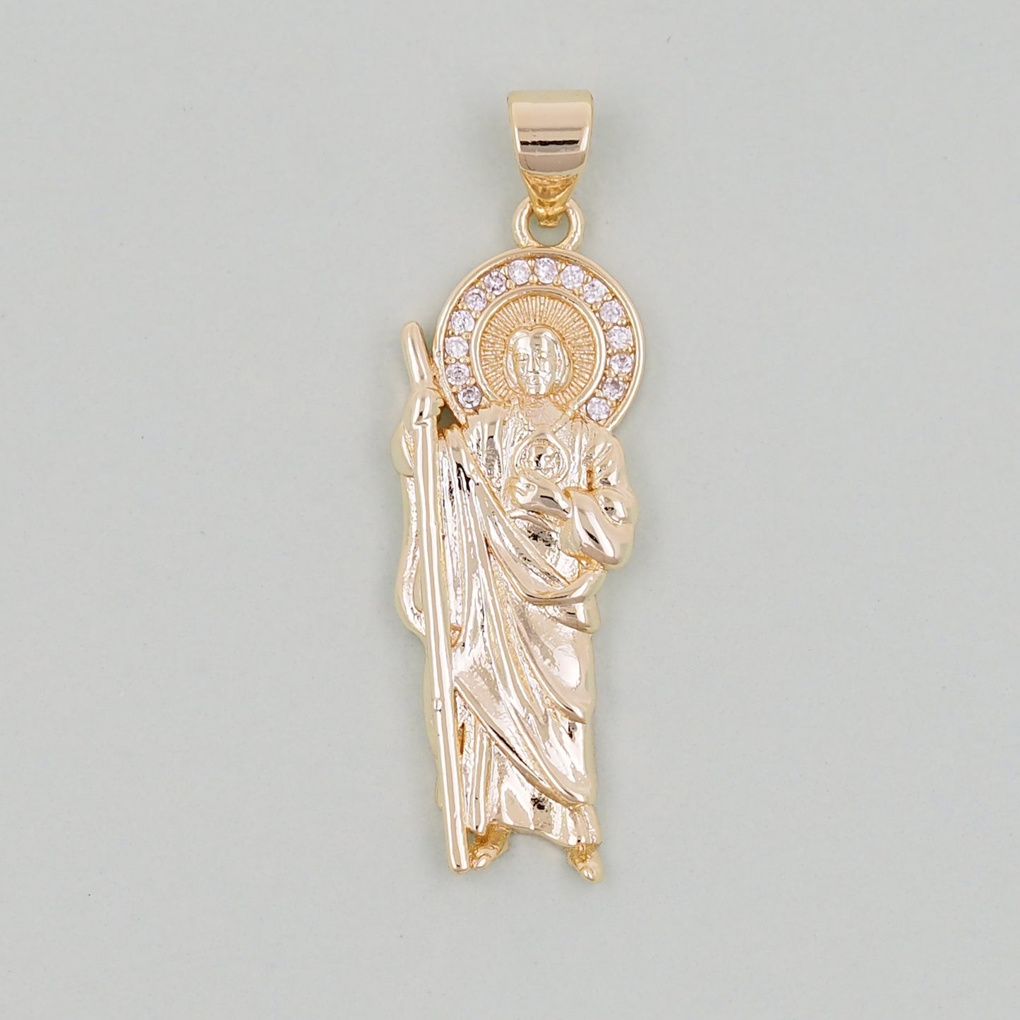 Gold Saint Jude Charms,18K Gold Filled Saint Jude Pendant,Saint Jude Charm Bracelet Necklace for DIY Jewelry Making Supply