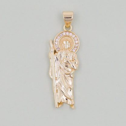 Gold Saint Jude Charms,18K Gold Filled Saint Jude Pendant,Saint Jude Charm Bracelet Necklace for DIY Jewelry Making Supply