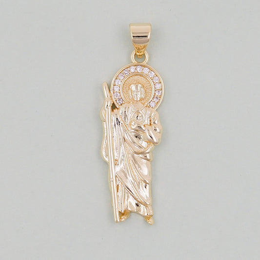 Gold Saint Jude Charms,18K Gold Filled Saint Jude Pendant,Saint Jude Charm Bracelet Necklace for DIY Jewelry Making Supply