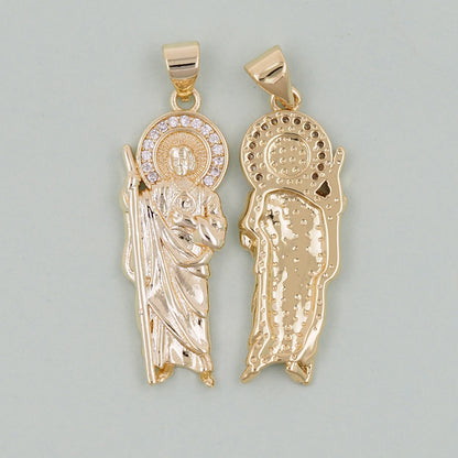 Gold Saint Jude Charms,18K Gold Filled Saint Jude Pendant,Saint Jude Charm Bracelet Necklace for DIY Jewelry Making Supply