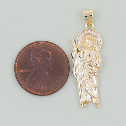Gold Saint Jude Charms,18K Gold Filled Saint Jude Pendant,Saint Jude Charm Bracelet Necklace for DIY Jewelry Making Supply
