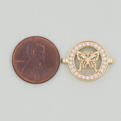 Gold Butterfly Connector Charms,18K Gold Filled Butterfly Pendant,insect Charm Bracelet Necklace for DIY Jewelry Making Supply