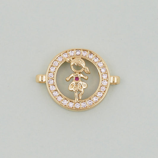 18K Gold Filled Boy Girl Pendant,Boy Girl Charm Bracelet Necklace for DIY Jewelry Making Supply