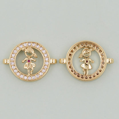 18K Gold Filled Boy Girl Pendant,Boy Girl Charm Bracelet Necklace for DIY Jewelry Making Supply