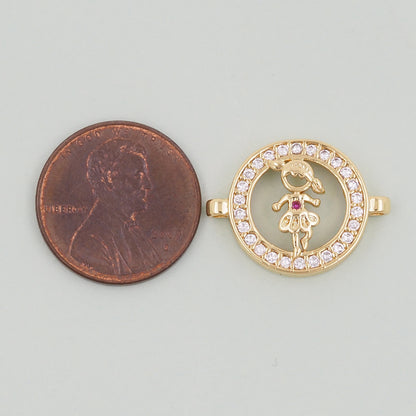 18K Gold Filled Boy Girl Pendant,Boy Girl Charm Bracelet Necklace for DIY Jewelry Making Supply