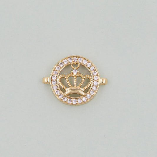 18K Gold Filled crown Connector Pendant Charm Bracelet Necklace for DIY Jewelry Making Supply