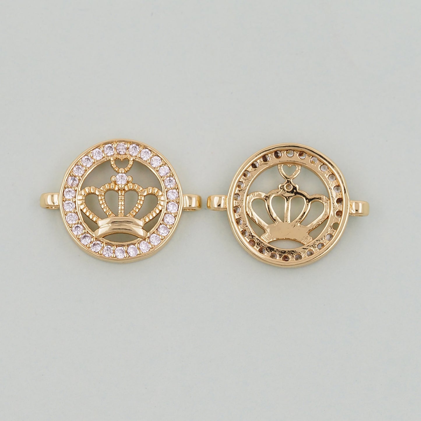 18K Gold Filled crown Connector Pendant Charm Bracelet Necklace for DIY Jewelry Making Supply