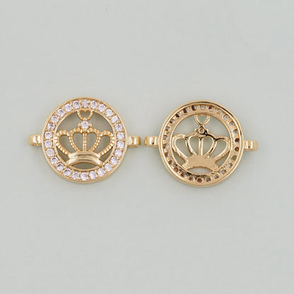 18K Gold Filled crown Connector Pendant Charm Bracelet Necklace for DIY Jewelry Making Supply