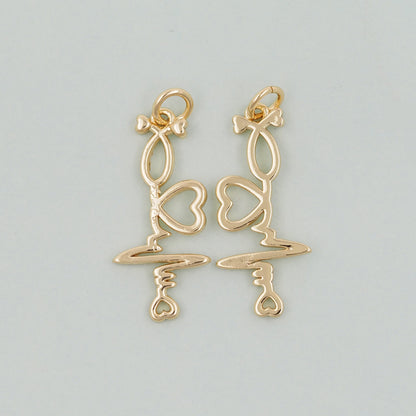 Gold Heart Charms,18K Gold Filled Heart Pendant,Heart Charm Bracelet Necklace for DIY Jewelry Making Supply