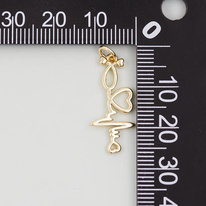 Gold Heart Charms,18K Gold Filled Heart Pendant,Heart Charm Bracelet Necklace for DIY Jewelry Making Supply