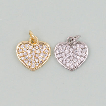 Gold Heart Charms,18K Gold Filled Heart Pendant,Heart Charm Bracelet Necklace for DIY Jewelry Making Supply