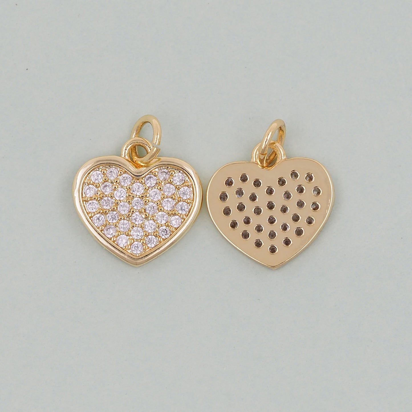 Gold Heart Charms,18K Gold Filled Heart Pendant,Heart Charm Bracelet Necklace for DIY Jewelry Making Supply