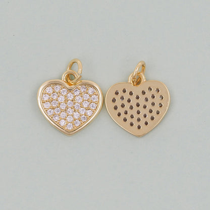 Gold Heart Charms,18K Gold Filled Heart Pendant,Heart Charm Bracelet Necklace for DIY Jewelry Making Supply