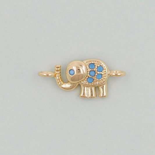 Gold Elephant Charms,18K Gold Filled CZ Elephant Pendant,Elephant Connector Charm Bracelet Necklace for DIY Jewelry Making Supply