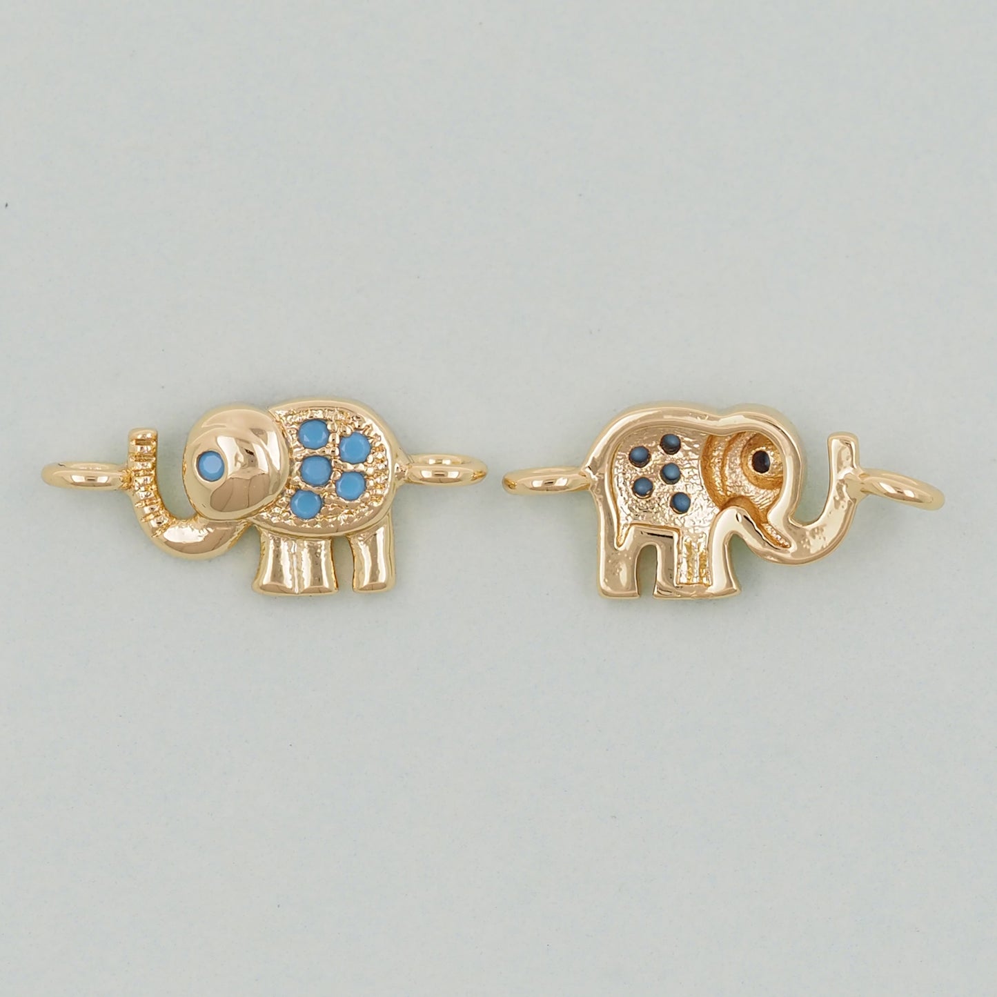 Gold Elephant Charms,18K Gold Filled CZ Elephant Pendant,Elephant Connector Charm Bracelet Necklace for DIY Jewelry Making Supply