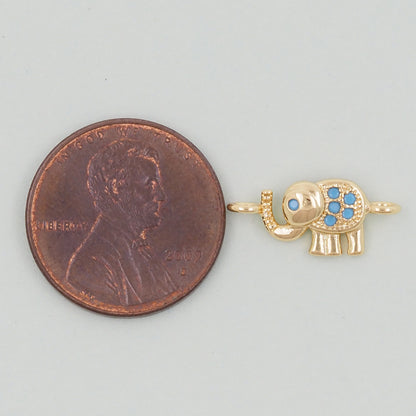 Gold Elephant Charms,18K Gold Filled CZ Elephant Pendant,Elephant Connector Charm Bracelet Necklace for DIY Jewelry Making Supply