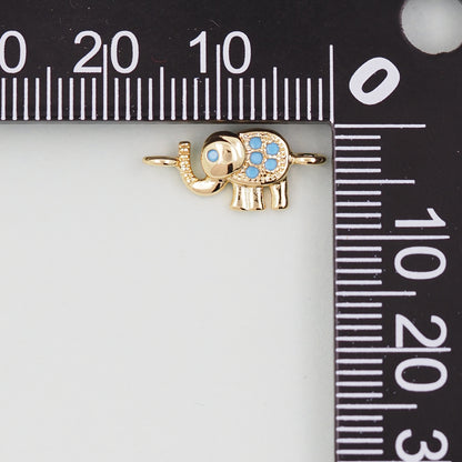 Gold Elephant Charms,18K Gold Filled CZ Elephant Pendant,Elephant Connector Charm Bracelet Necklace for DIY Jewelry Making Supply