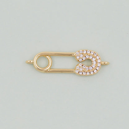 18K Gold Filled Safety Pin Connector Charm for DIY Necklacee Jewelry Making