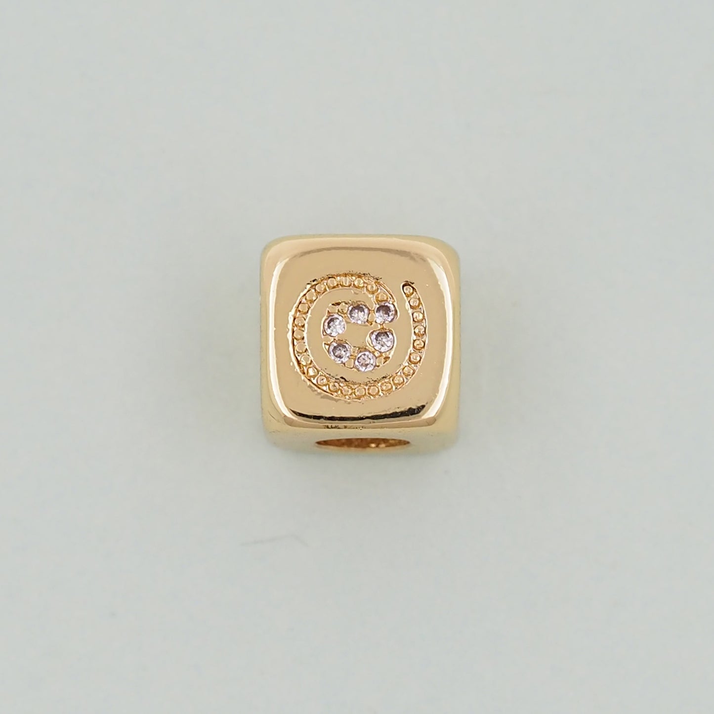 Gold symbol Beads Charms,18K Gold Filled Cube Beads Charm Bracelet Necklace for DIY Jewelry Making Supply hole 4mm