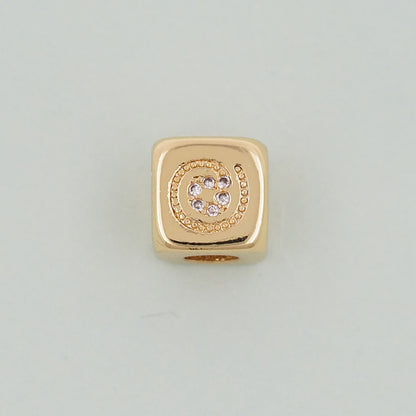 Gold symbol Beads Charms,18K Gold Filled Cube Beads Charm Bracelet Necklace for DIY Jewelry Making Supply hole 4mm