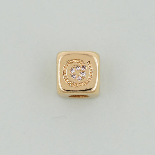 Gold symbol Beads Charms,18K Gold Filled Cube Beads Charm Bracelet Necklace for DIY Jewelry Making Supply hole 4mm