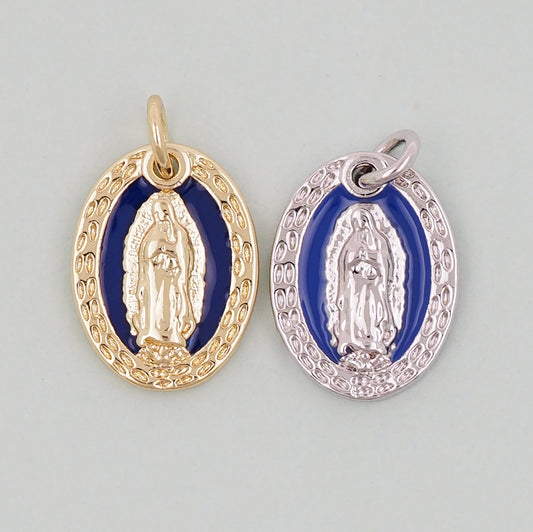 Gold Our Lady of Guadalupe Charms,18K Gold Filled virgin mary Pendant Charm Bracelet Necklace for DIY Jewelry Making Supply