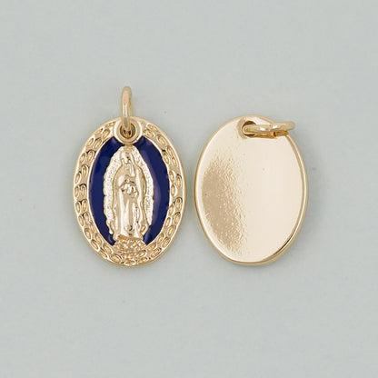 Gold Our Lady of Guadalupe Charms,18K Gold Filled virgin mary Pendant Charm Bracelet Necklace for DIY Jewelry Making Supply