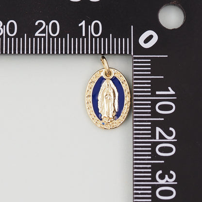 Gold Our Lady of Guadalupe Charms,18K Gold Filled virgin mary Pendant Charm Bracelet Necklace for DIY Jewelry Making Supply