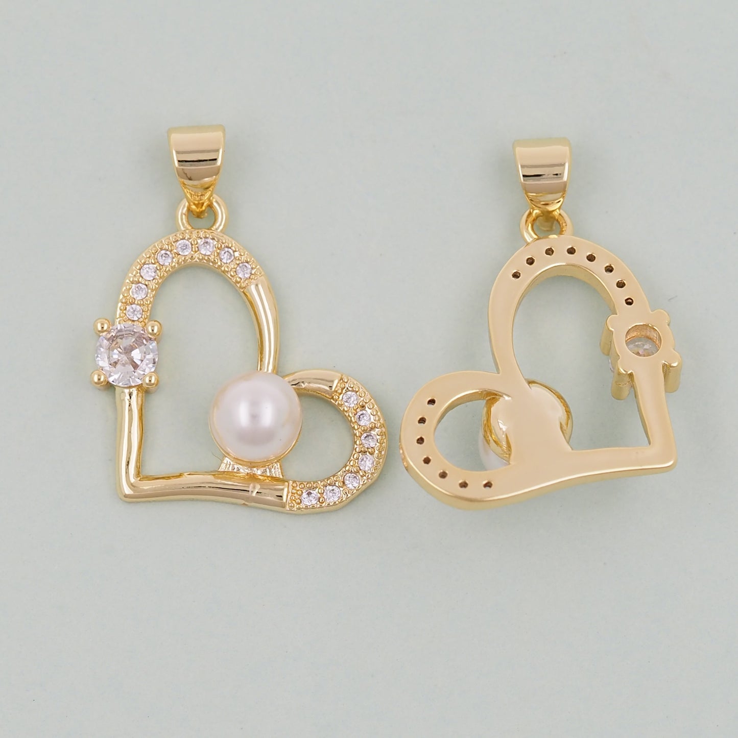 Gold Heart Charms,18K Gold Filled Heart Pendant,Heart Charm Bracelet Necklace for DIY Jewelry Making Supply