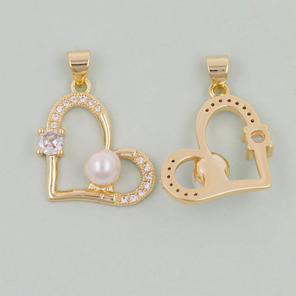 Gold Heart Charms,18K Gold Filled Heart Pendant,Heart Charm Bracelet Necklace for DIY Jewelry Making Supply