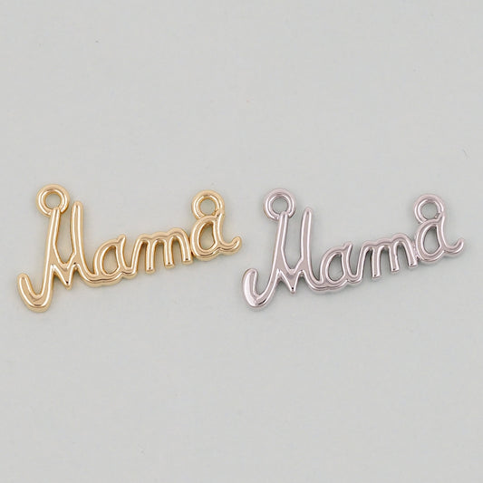 Gold Mama Charms,18K Gold Filled Mama Pendant,Mama Charm Bracelet Necklace for DIY Jewelry Making Supply