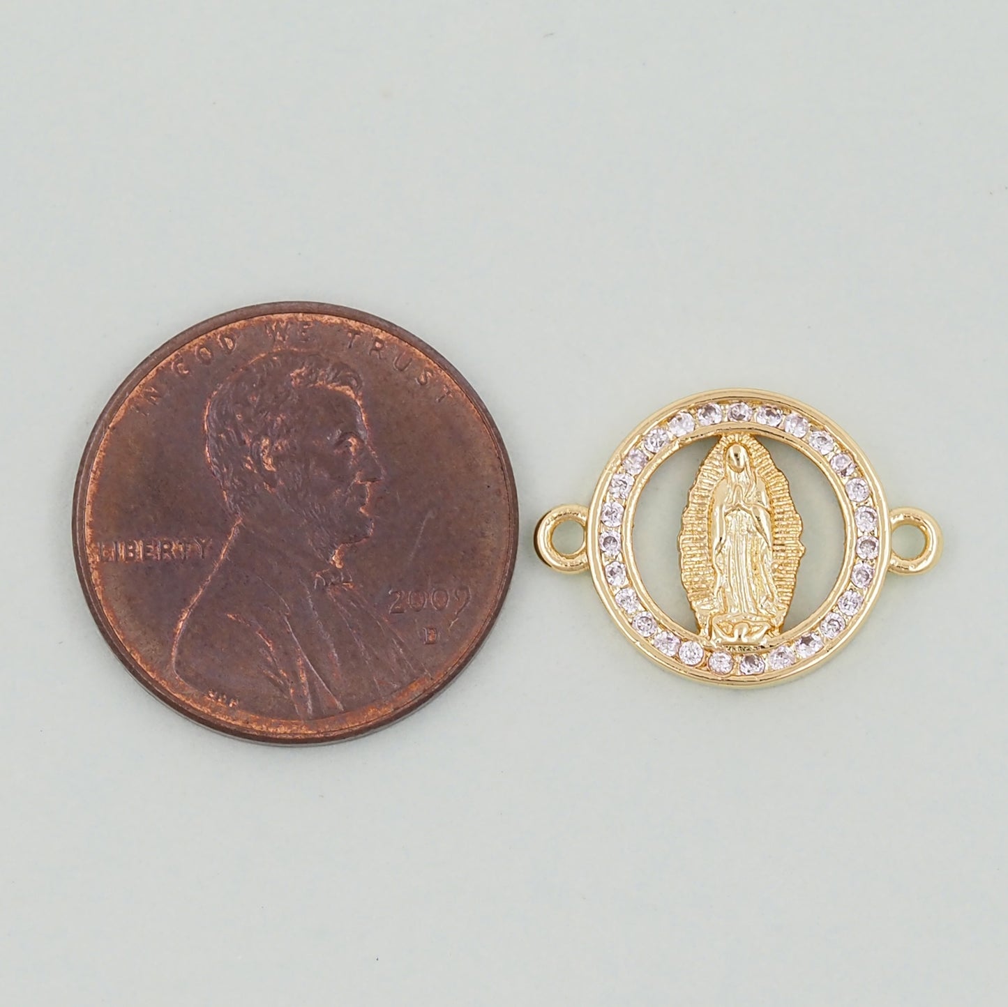 Gold Our Lady of Guadalupe Charms,18K Gold Filled virgin mary Connector Pendant Charm Bracelet Necklace for DIY Jewelry Making Supply