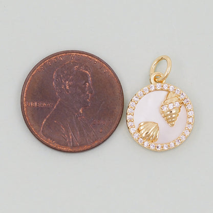 Gold Shell Charms,18K Gold Filled Conch Shell Pendant,Conch Shell Charm Bracelet Necklace for DIY Jewelry Making Supply
