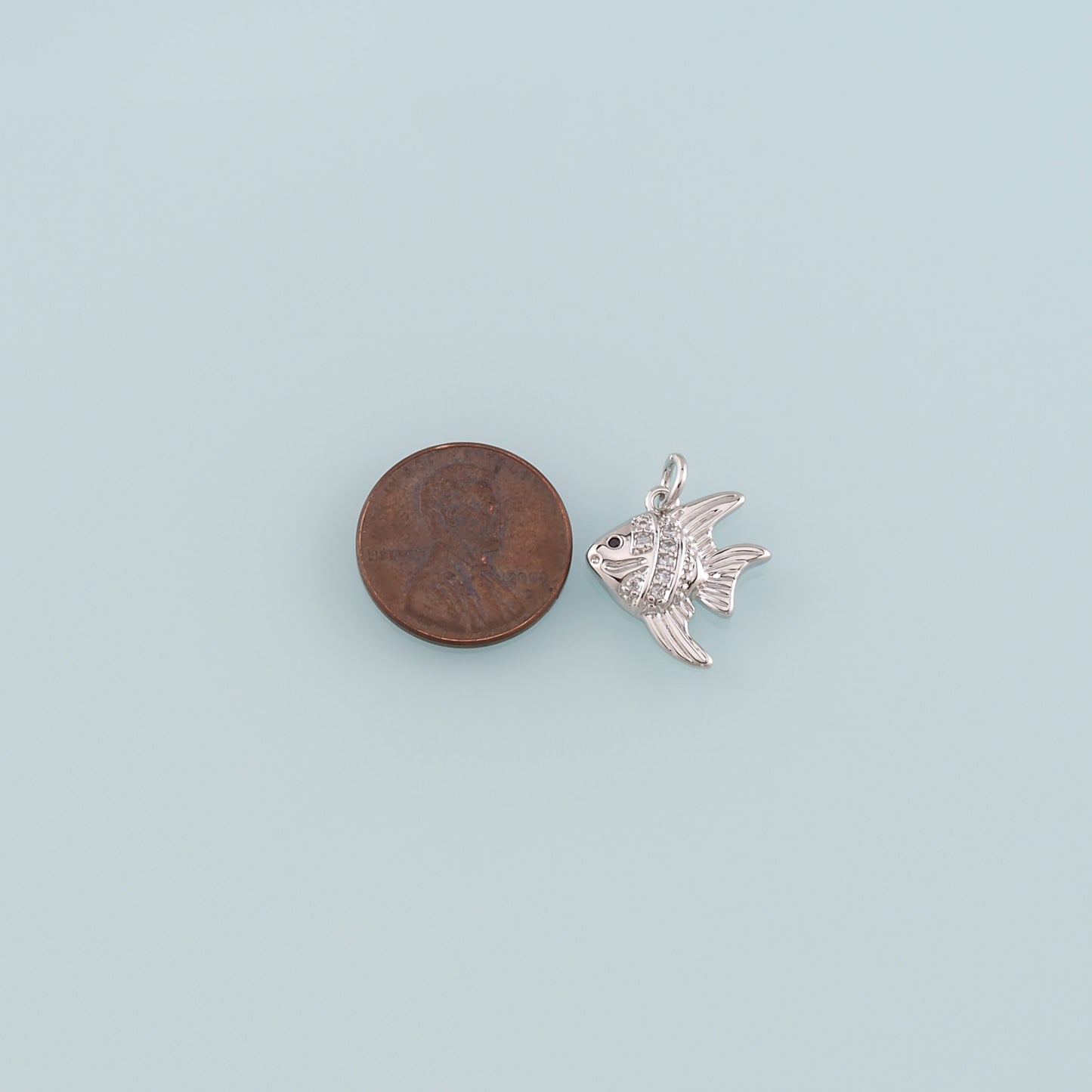 Gold Fish Charms,18K Gold Filled Fish Pendant,CZ Micro Pave Ocean Charm Bracelet Necklace for DIY Jewelry Making Supply