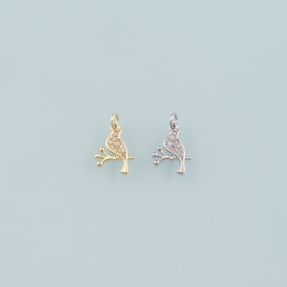 Gold Animal Charms,18K Gold Filled Bird Pendant,CZ Micro Pave Bird Charm Bracelet Necklace for DIY Jewelry Making Supply