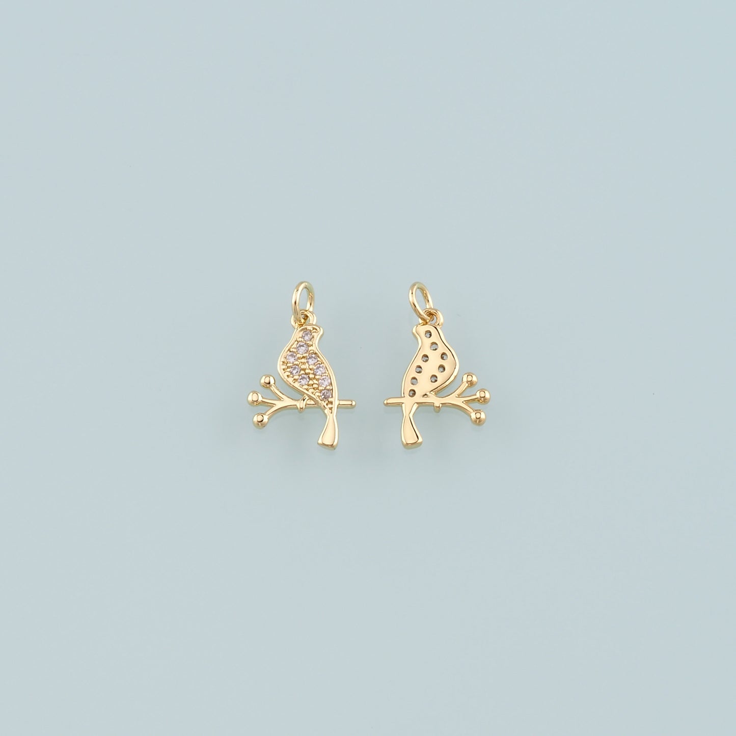 Gold Animal Charms,18K Gold Filled Bird Pendant,CZ Micro Pave Bird Charm Bracelet Necklace for DIY Jewelry Making Supply