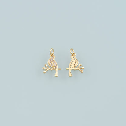 Gold Animal Charms,18K Gold Filled Bird Pendant,CZ Micro Pave Bird Charm Bracelet Necklace for DIY Jewelry Making Supply