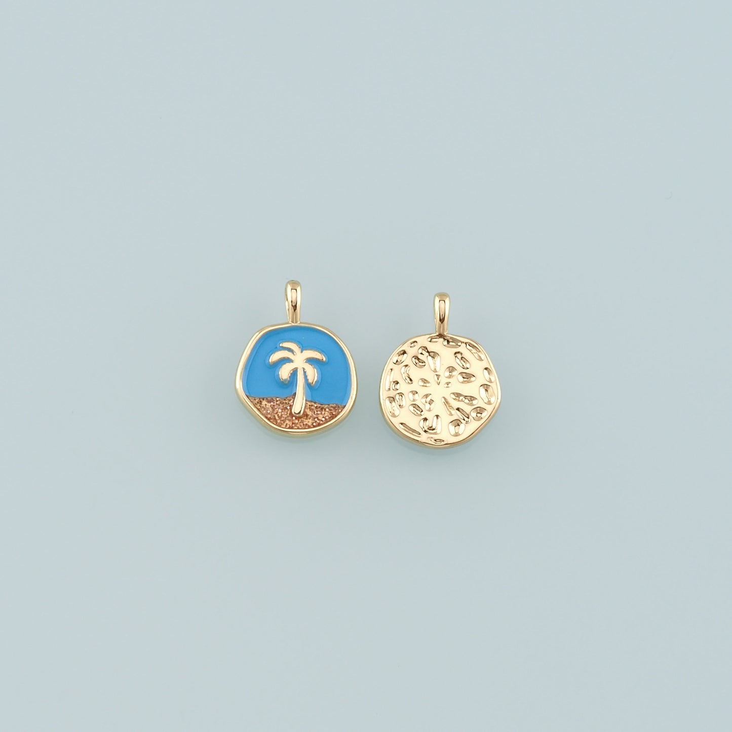 Gold Palm Tree Charms,18K Gold Filled Palm tree Pendant,Enamel coconut tree Charm Bracelet Necklace for DIY Jewelry Making Supply